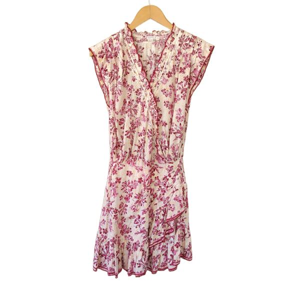 Poupette St Barth Estelle Floral Mini Dress Size XS Pink Yellow Beachy Boho - Picture 10 of 14
